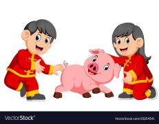 kids and pig
